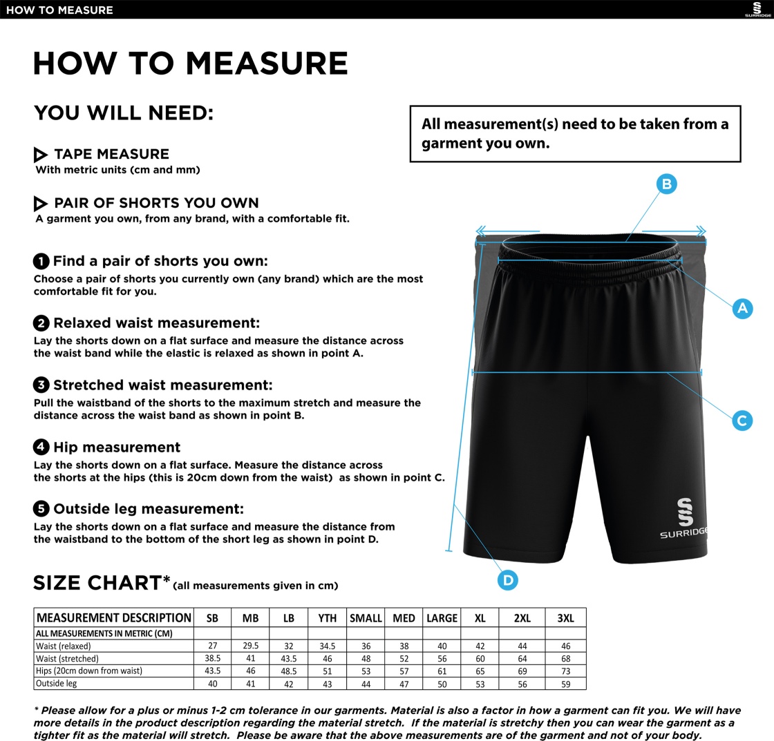 Farncombe CC - Blade Training Shorts - Size Guide